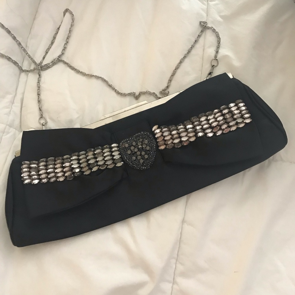 Tara Jarmon Black Beaded Clutch